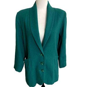 VTG Ninon Wool Blazer Size M Kelly Green Womens Shoulder Pad St Patrick Academia